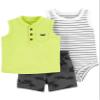 Carter's 3-Piece Giraffe Little Short Set (Neon Green/Stripe/Multi, Newborn) view 1
