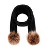 Babies Ball Kids Knit Cap Set Double Hat Winter Wool Cap Scarf Warm Baby Care Sun Hat Toddler (Black, One Size)