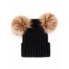 Babies Ball Kids Knit Cap Set Double Hat Winter Wool Cap Scarf Warm Baby Care Sun Hat Toddler (Black, One Size) view 3
