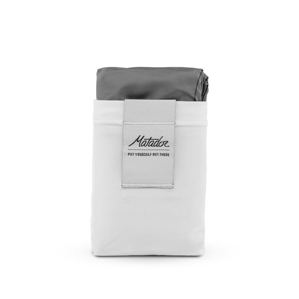 Matador Pocket Blanket 4.0 - White (Seats 2-4); Foldable Picnic and Concert Blanket; Sand Proof Beach Blanket with Stakes; Picnic Tarp, Outdoor Blanket for Grass