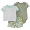 Carter's 3-Piece Giraffe Little Short Set (Toucan/Green/Heather, 3 Months) view 1