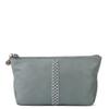 The Sak Essential Medium Pouch in Leather, Travel Bag with Zipper Closure, Denim Crochet view 1