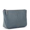 The Sak Essential Medium Pouch in Leather, Travel Bag with Zipper Closure, Denim Crochet view 2