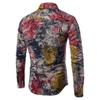 Men Painted Shirt Floral Printing Male Shirts Top Men's Casual Slim Fit Hawaiian Shirt view 3