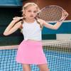 Zaclotre Girls Tennis Skirt with Shorts Pleated Back Kids Golf Skort Workout Running Sports Athletic Skirt with Pockets Pink view 2