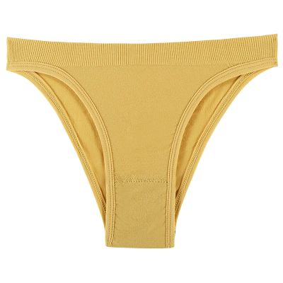 Pelvic Prolapse Support Underwear Womens Abdominal Low Waist Seamless Elastic T Pants Seamless Solid Color (Yellow, L)