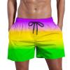 Ymosrh Mens Swim Trunks, Shorts Men 7 Inch Inseam Shorts MenS Swim Trunks Men's Summer Swim Quick Dry Shorts with Pockets Plus Gradient Print Beach Shorts Suit Long Man Bathing Suit (5XL, Yellow) view 1