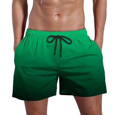 Ymosrh Mens Swimming Trunks, Men's Swim Trunks Beach Shorts for Men Bathing Suit Shirt Summer Swim Quick Dry Shorts with Pockets Plus Gradient Print Shorts Bathing Suit Shorts Swimming (4XL, Green)