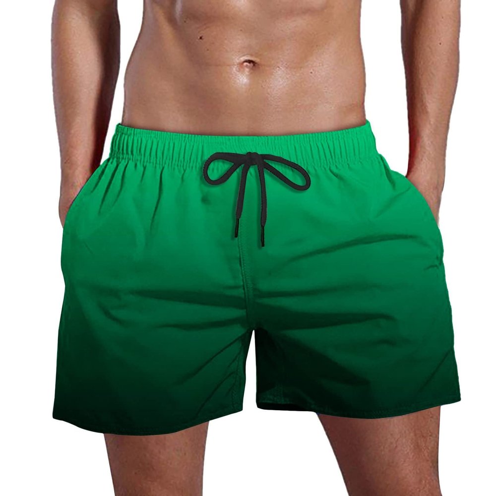 Ymosrh Mens Swimming Trunks, Men's Swim Trunks Beach Shorts for Men Bathing Suit Shirt Summer Swim Quick Dry Shorts with Pockets Plus Gradient Print Shorts Bathing Suit Shorts Swimming (4XL, Green)