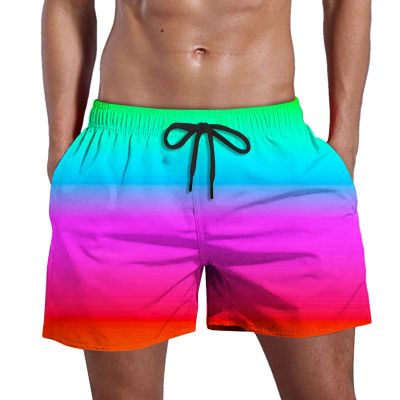 Ymosrh Mens Bathing Suit, Board Shorts Men's Stretch Shorts Men Swimming Trunks Tall Summer Swim Quick Dry Shorts with Pockets Plus Gradient Print Beach Shorts for Big and Swim Bathing (5XL, Purple)