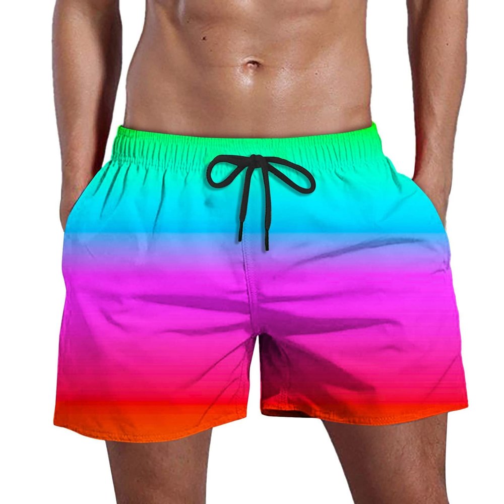 Ymosrh Mens Bathing Suit, Board Shorts Men's Stretch Shorts Men Swimming Trunks Tall Summer Swim Quick Dry Shorts with Pockets Plus Gradient Print Beach Shorts for Big and Swim Bathing (5XL, Purple)