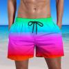 Ymosrh Mens Bathing Suit, Board Shorts Men's Stretch Shorts Men Swimming Trunks Tall Summer Swim Quick Dry Shorts with Pockets Plus Gradient Print Beach Shorts for Big and Swim Bathing (5XL, Purple) view 3