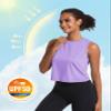 MAGCOMSEN Workout Tops for Women SPF Sleeveless Athletic Shirts Running Cropped Tank Tops Lightweight Yoga Sports Purple XL view 4