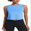 MAGCOMSEN Athletic Cropped Tops Women UPF 50+ Lightweight Workout Tank Tops Sleeveless T-Shirts Yoga Sports Running Blue M view 1