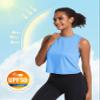 MAGCOMSEN Athletic Cropped Tops Women UPF 50+ Lightweight Workout Tank Tops Sleeveless T-Shirts Yoga Sports Running Blue M view 4