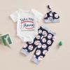 Chloefairy Newborn Baby Boy Baseball Outfit New Player in Town Romper Baseball Jogger Pants 3Pcs Coming Home Outfit (White-take me Home, 6-12 Months) view 2