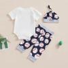Chloefairy Newborn Baby Boy Baseball Outfit New Player in Town Romper Baseball Jogger Pants 3Pcs Coming Home Outfit (White-take me Home, 6-12 Months) view 3