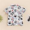 4th of July Baby Boy Outfits American Flag Print Short Sleeve Lapel Shirt Tops Toddler Kids Boys Summer Clothes (A White,2-3T) view 2