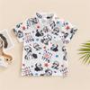 4th of July Baby Boy Outfits American Flag Print Short Sleeve Lapel Shirt Tops Toddler Kids Boys Summer Clothes (A White,2-3T) view 3