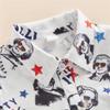 4th of July Baby Boy Outfits American Flag Print Short Sleeve Lapel Shirt Tops Toddler Kids Boys Summer Clothes (A White,2-3T) view 4