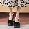 HINDOLA Platform Loafers for Women Bowknot Pearl Buckle Mary Jane Shoes Fashion Casual British Style Chunky Heel Loafers view 3