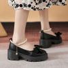 HINDOLA Platform Loafers for Women Bowknot Pearl Buckle Mary Jane Shoes Fashion Casual British Style Chunky Heel Loafers view 4