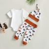 Chloefairy Newborn Baby Boy Western Summer Clothes New to The Herd Romper Cow Onesie Pants Set Hat Infant Cowboy Outfit (White-C, 0-3 Months) view 3