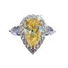 925 Silver Super Flash Simple Yellow Water Drop Pear-Shaped Zircon Ring Heart-Shaped Yellow Zircon Ring Found Diamond Ring Found Female Jewelry Earrings (US Code 6) view 1
