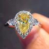 925 Silver Super Flash Simple Yellow Water Drop Pear-Shaped Zircon Ring Heart-Shaped Yellow Zircon Ring Found Diamond Ring Found Female Jewelry Earrings (US Code 6) view 2
