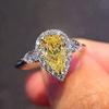925 Silver Super Flash Simple Yellow Water Drop Pear-Shaped Zircon Ring Heart-Shaped Yellow Zircon Ring Found Diamond Ring Found Female Jewelry Earrings (US Code 6) view 4