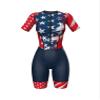 Sparx Aero Triathlon Suit Women Short Sleeve Tri Suit Women Running Swimming Cycling Skinsuit (US Flag, Small) view 2