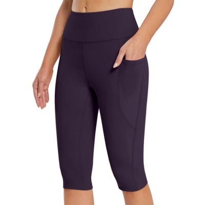 Capri Leggings for Women Knee Length High Waisted Yoga Pants Casual Summer Workout Exercise Bike Shorts with Pockets