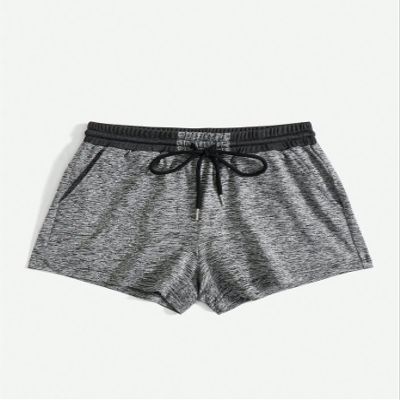 ABZEKH Shorts for Women Shorts Women's Shorts Drawstring Waist Marled Knit Shorts Shorts (Color : Dark Grey, Size : Large)