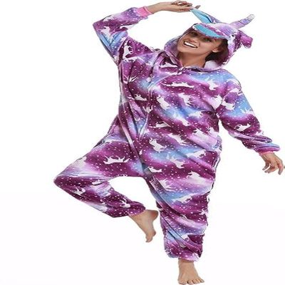 Adult Unicorn Onesie Pajamas Cosplay Jumpsuit Animal Costume Purple Moon Medium