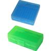 MTM P-100-9-24 Ammo Box 100 Round Flip-Top 9mm 380 ACP, Clear Blue & MTM 380/9MM Cal 50 Round Flip-Top Ammo Box, Clear Green view 1