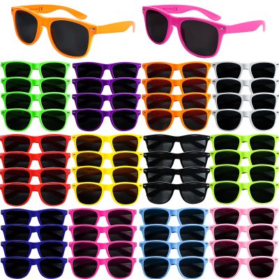 48 Pack 12 Color Neon Sunglasses Party Favors,80s Retro Style Perfect Colorful Novelty Sun glasses Set for Birthday Party Supplies,Beach,Party Toys,Goody Bag Favors for Boys Girls Teens Adults