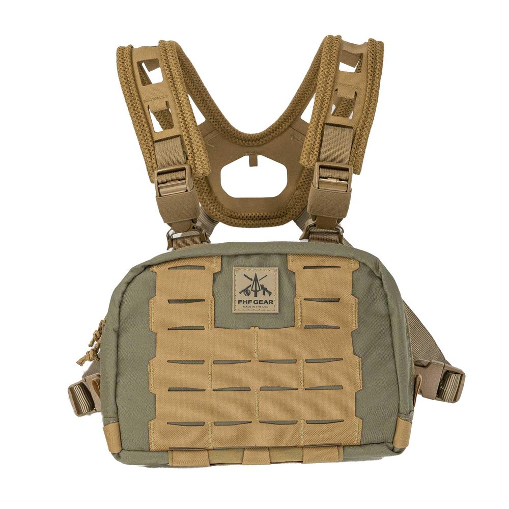 FHF Gear Chest Rig Gen 2 Lightweight MOLLE Front Carry Pack with Upgraded Air Mesh, Storage Pockets & Airframe Harness, Ranger Green