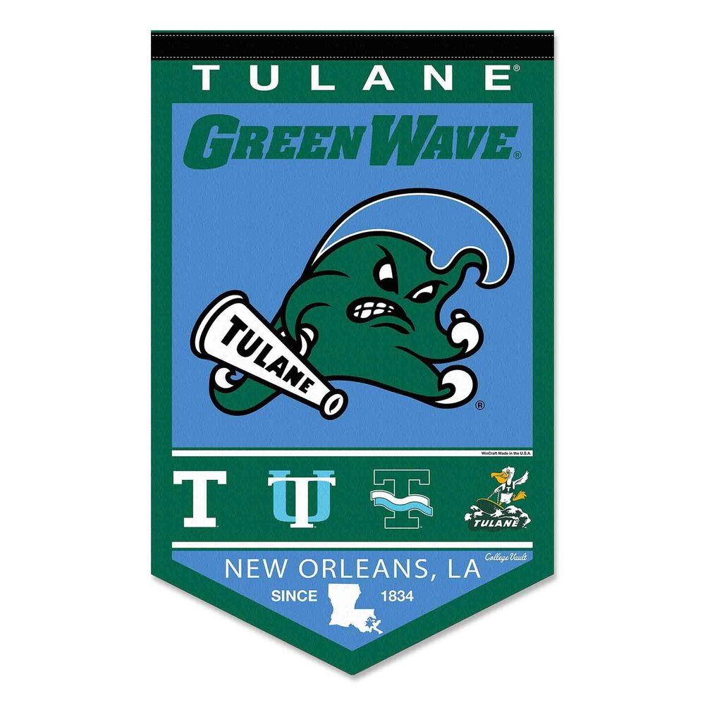 College Flags & Banners Co. Tulane Green Wave Heritage History Banner Pennant