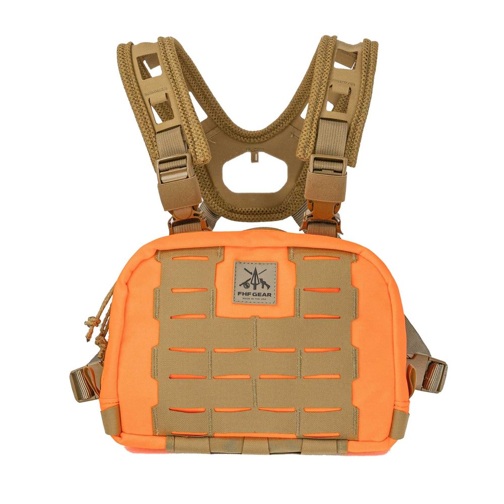 FHF Gear Chest Rig Gen 2  Lightweight MOLLE Front Carry Pack with Upgraded Air Mesh, Storage Pockets & Airframe Harness, Blaze Orange