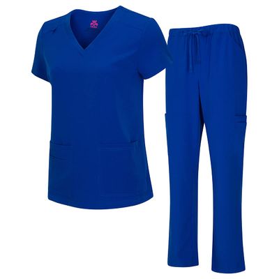ACTIVE UNIFORMS Mens Scrub Set Medical Scrub Top and Pants (2X-Large, Royal Blue)