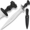 Honshu Legionary Dagger | 13 1/8" 7cr13 Stainless Steel Blade | Glass Breaker Pommel | Molded TPR Handle | Satin Finish | Includes Genuine Black Leather Sheath view 1