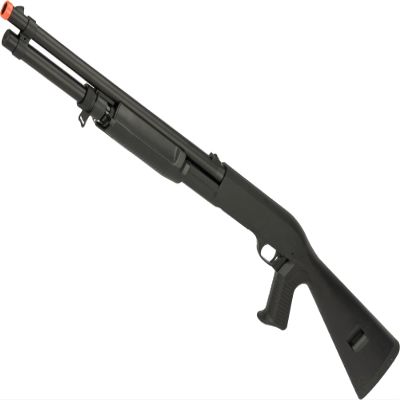 Evike Airsoft - CYMA Standard Metal M3 3-Round Burst Multi-Airsoft Shotshell Loading Airsoft Shotgun (Model: Full Stock)