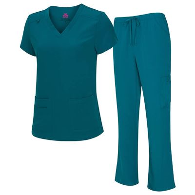 ACTIVE UNIFORMS Mens Scrub Set Medical Scrub Top and Pants (Large, Teal)