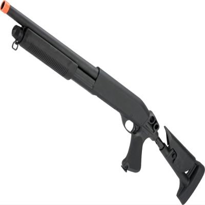 Evike Airsoft - CYMA Standard Metal M870 3-Round Burst Multi-Airsoft Shotshell Loading Airsoft Shotgun (Model: Retractable Stock CQB Metal)