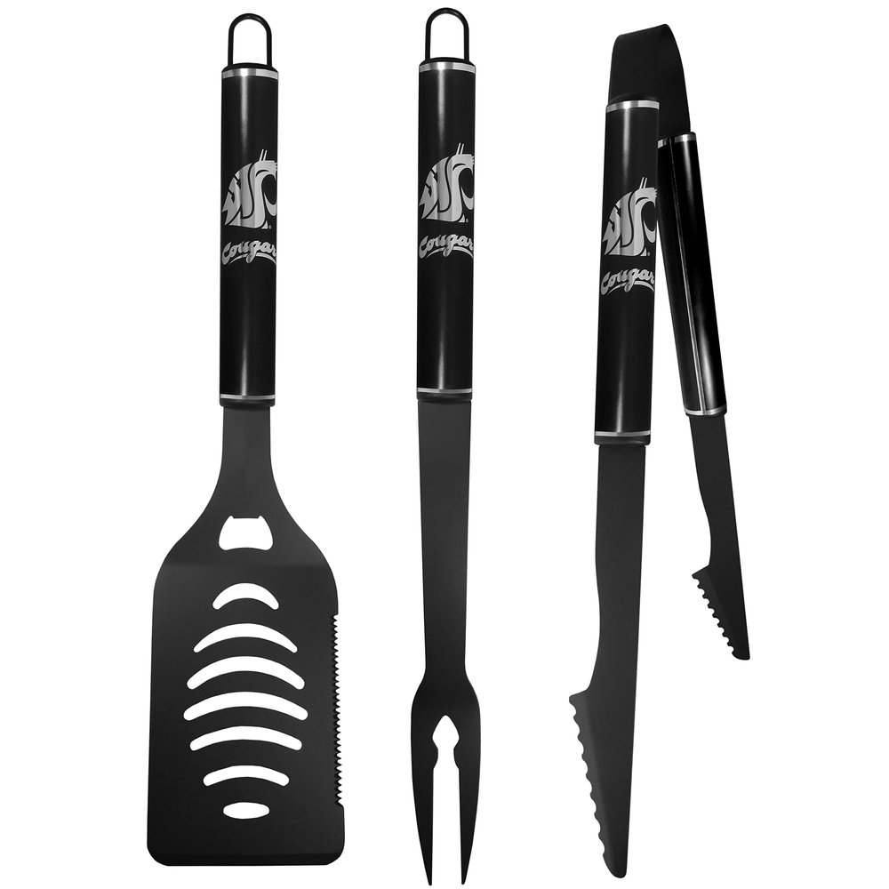 Siskiyou Sports NCAA Washington St. Cougars 3 pc Monochromatic BBQ Set, Black,One Size