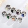 PAMTIER Women's 10mm Wide Multicolor Gemstone Ring Stainless Steel Exaggerated Stone Band Ring Silver Plated White Size 8 view 2
