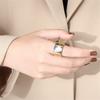 PAMTIER Women's 10mm Wide Multicolor Gemstone Ring Stainless Steel Exaggerated Stone Band Ring Silver Plated White Size 8 view 3