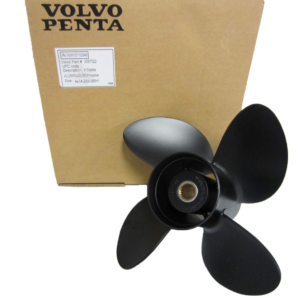 Volvo Penta New OEM Aluminum 4-Blade RH Propeller, 14.25x19P, 3587522