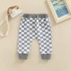 Mubineo Toddler Baby Boy Girl Infant Basic Plain Sweatpants Comfy Cotton Pants with Pockets (J Grey White Plaid, 6-12 Months) view 4