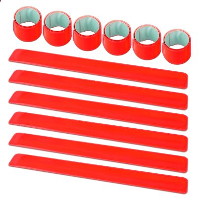 Muka TOPTIE 12 Pcs Reflective Safety Slap Bands, PVC Slap Bracelet, High Visibility and Comfortable-Red